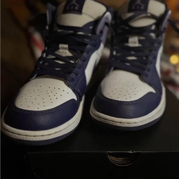 Nike Air Jordan Men's Sneakers - White, Purple, & Lavendar - Picture 2 of 5